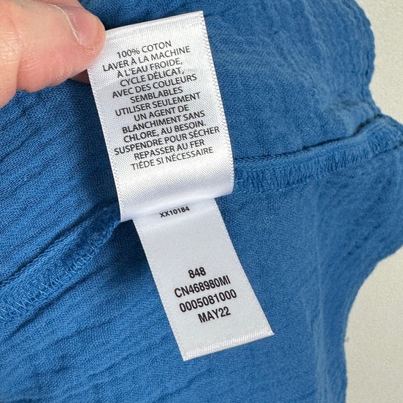 NEW Nordstrom Cotton Gauze Peplum Tank Top Blue Size Large From 2022 Lightweight - Picture 9 of 13